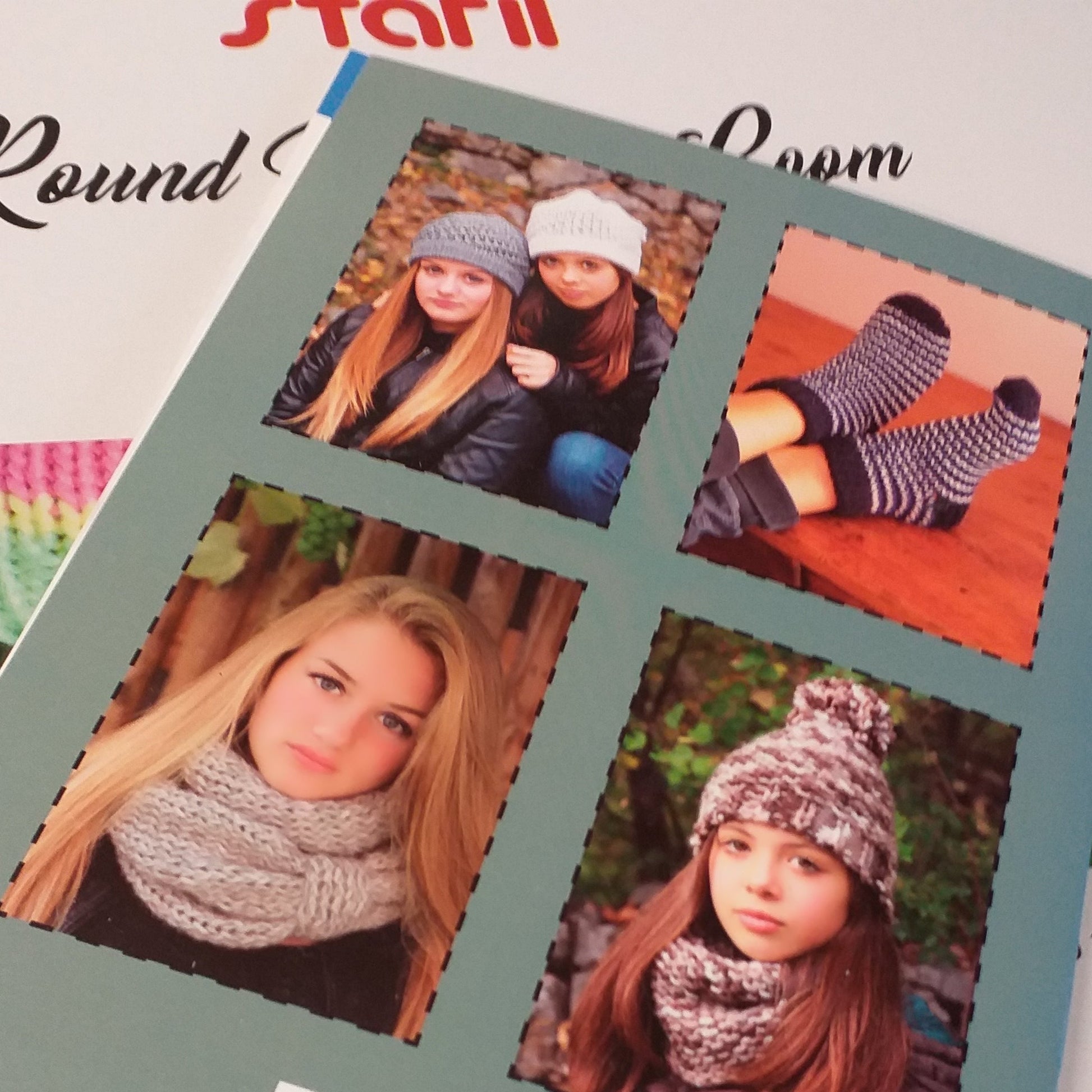 modelli per idea regalo creativo Natale kit telaio maglia macchina manuale circolare 4 anelli pioli fissi plastica set ago ferro curvo maglieria facile di lana tricotin tubolari uso sferruzzare cuffie berretti cappelli scaldacollo