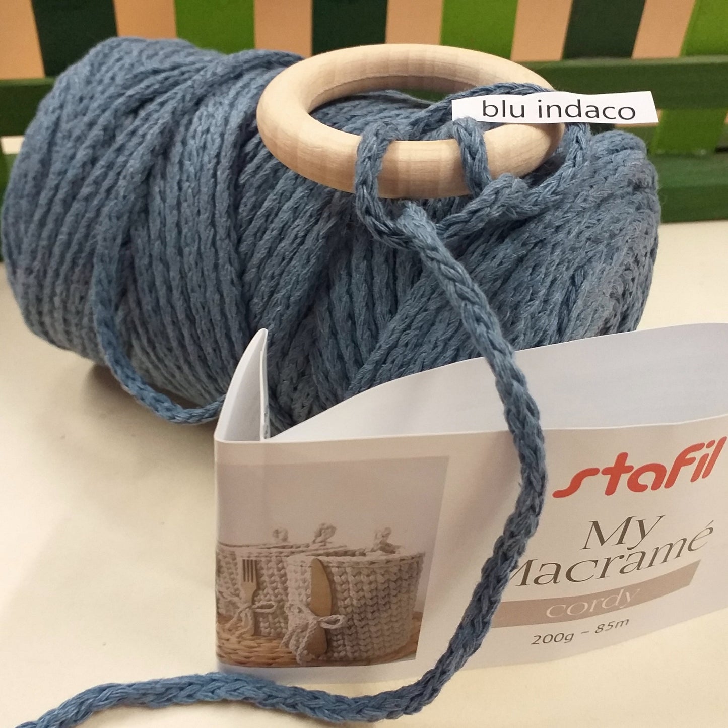 blu indaco cordino macramè 4 mm filato stafil cordy cotone intrecciato cordoncino per tende nodi marinari spago uso lavorazione a mano uncinetto creazioni portapiante decorazioni muro arazzi cuscini tappeti coperte cestini borse estive mare spiaggia