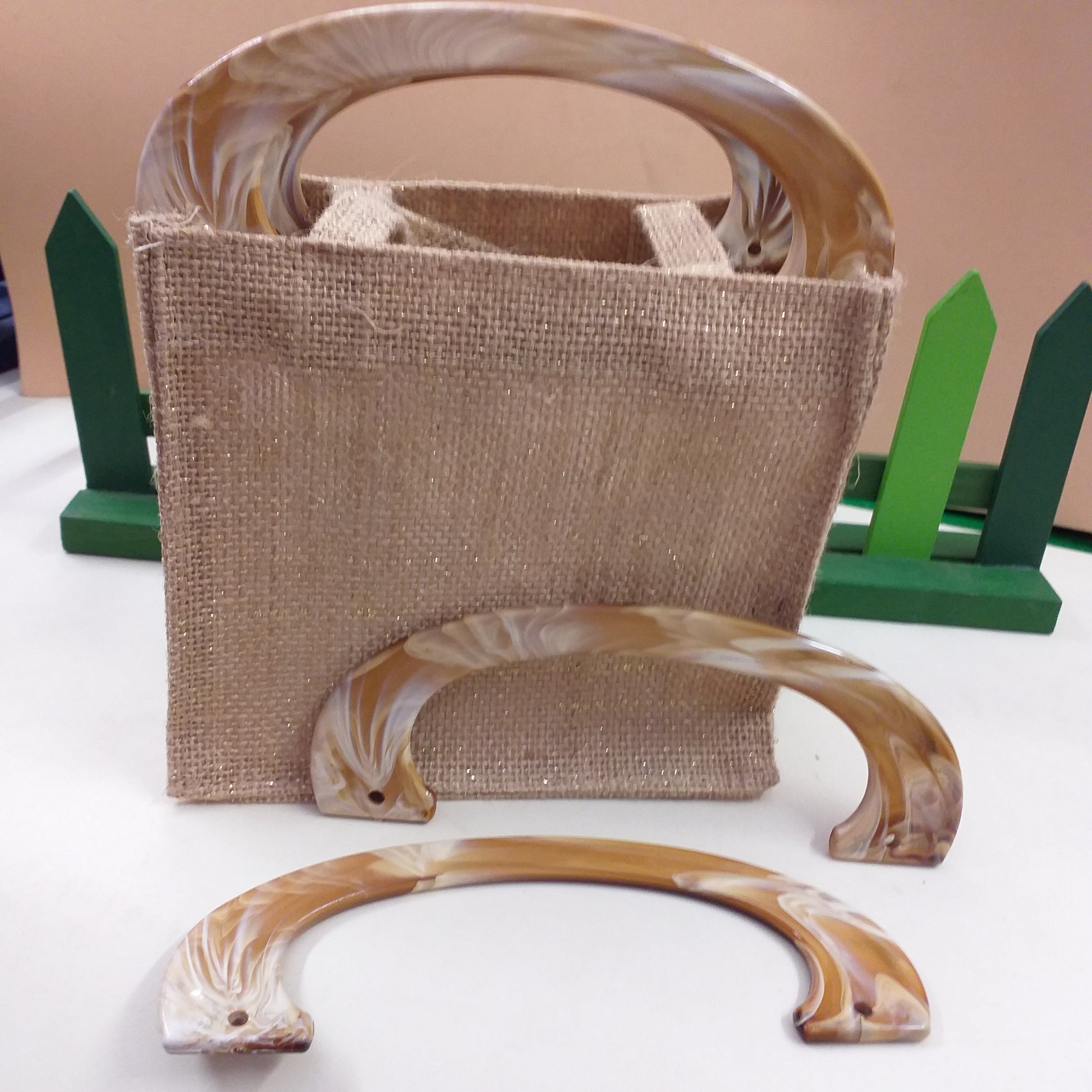 manici economici per borsa a mano artigianale uncinetto, maniglie di plastica colore corno