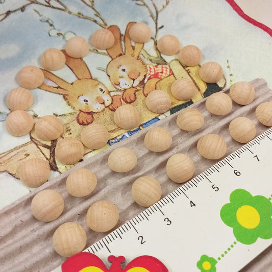 10 mm perline mezze sfere legno semi perle curve tonde bombate e piatte ad uso naso piedi mani angioletti gnomi bambole Natale