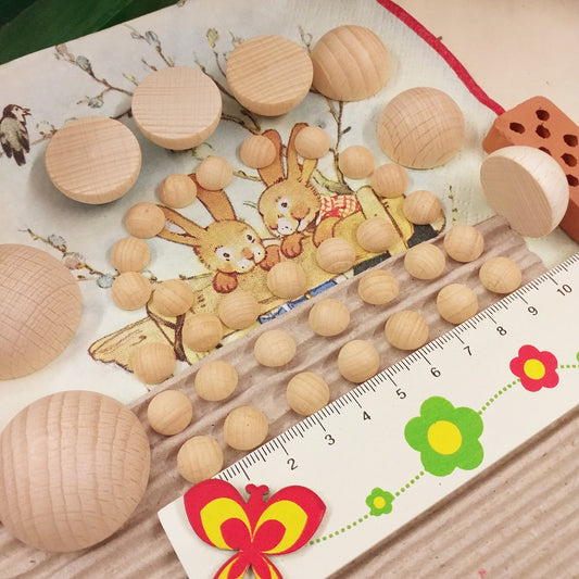 mezze sfere legno semi perle curve tonde bombate e piatte ad uso naso piedi mani angioletti gnomi bambole Natale