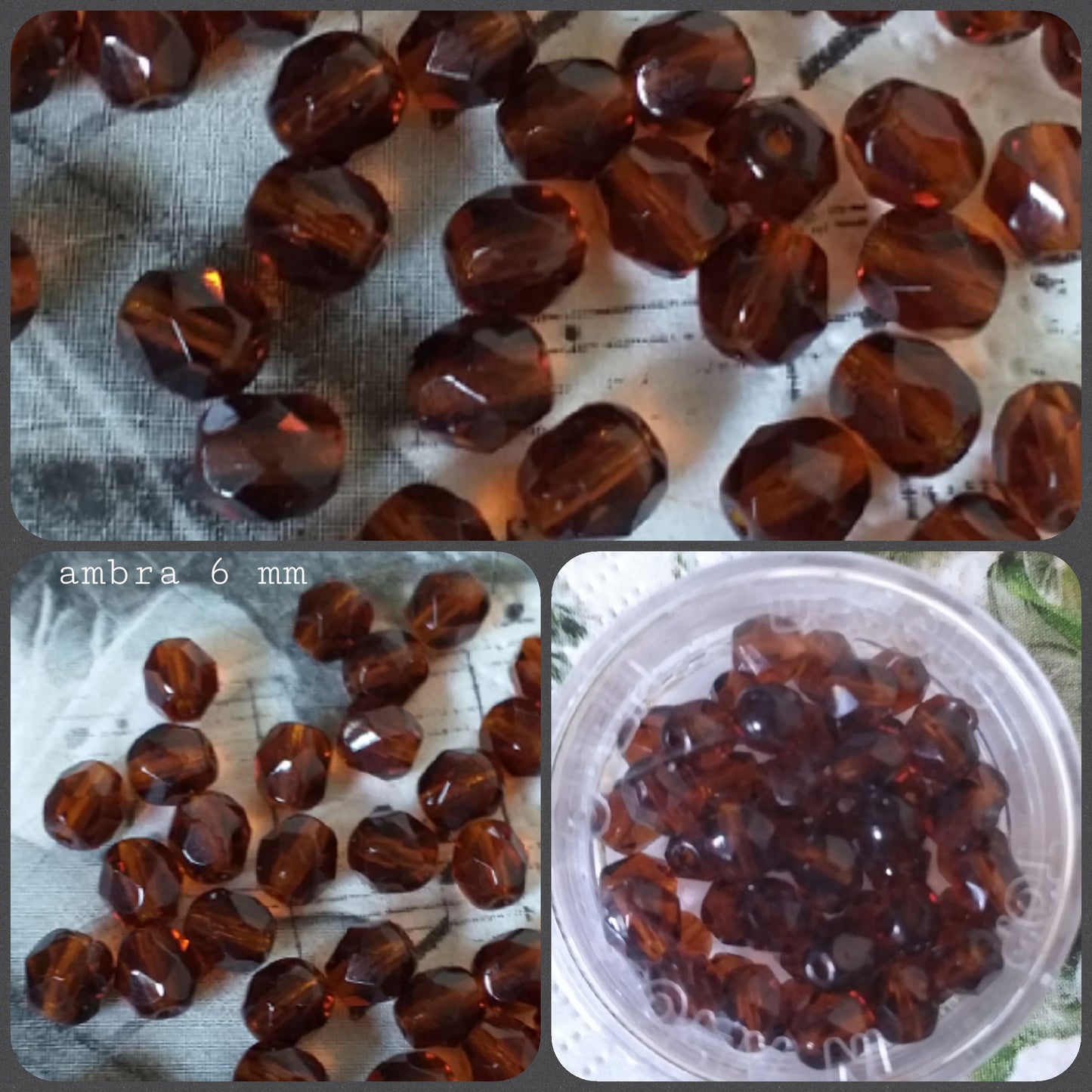 colore marrone ambra mezzi cristalli perline sfaccettate 6 mm lavorazioni artigianali collane orecchini bigiotteria uso per tessitura intreccio uncinetto
