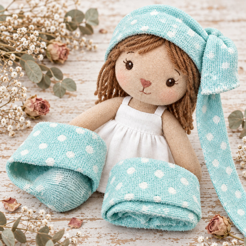acqua latte TU392 mini tubolari 4-5 cm tessuto cucito creativo di maglina elasticizzata uso fai da te bambole pupazzi gnomi elfi folletti fatine colori fantasia puntino quadrato dots Renkalik