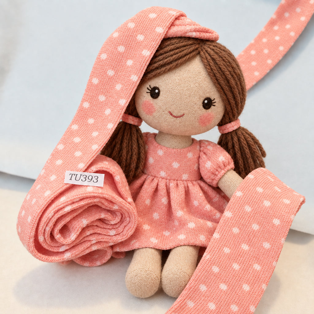 pesca e latte TU393 mini tubolari 4-5 cm tessuto cucito creativo di maglina elasticizzata uso fai da te bambole pupazzi gnomi elfi folletti fatine colori fantasia puntino quadrato dots Renkalik