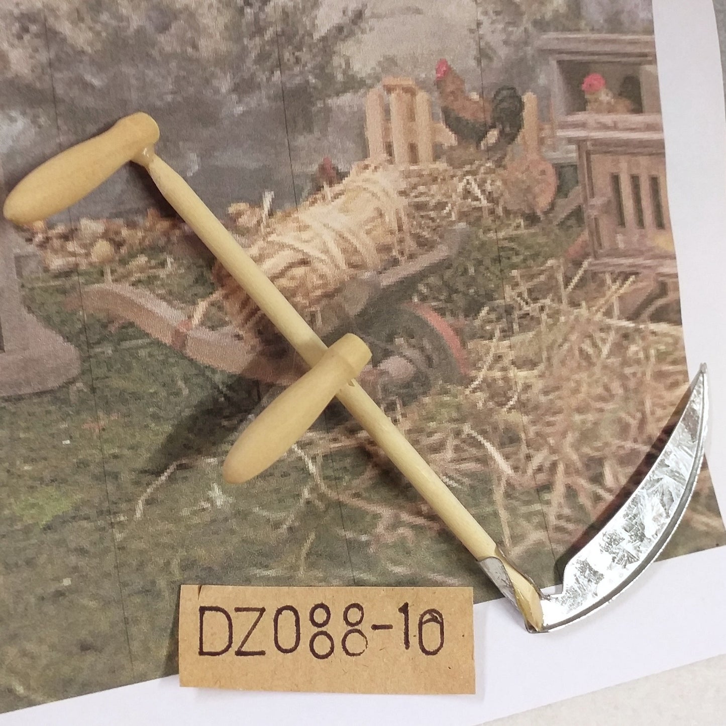 falce mietitura attrezzi da lavoro Presepe utensili arnesi miniature uso mestieri agricoli accessori fai da te micro giardino arredo bonsai piante hobby creativi casa bambole alberi perline
