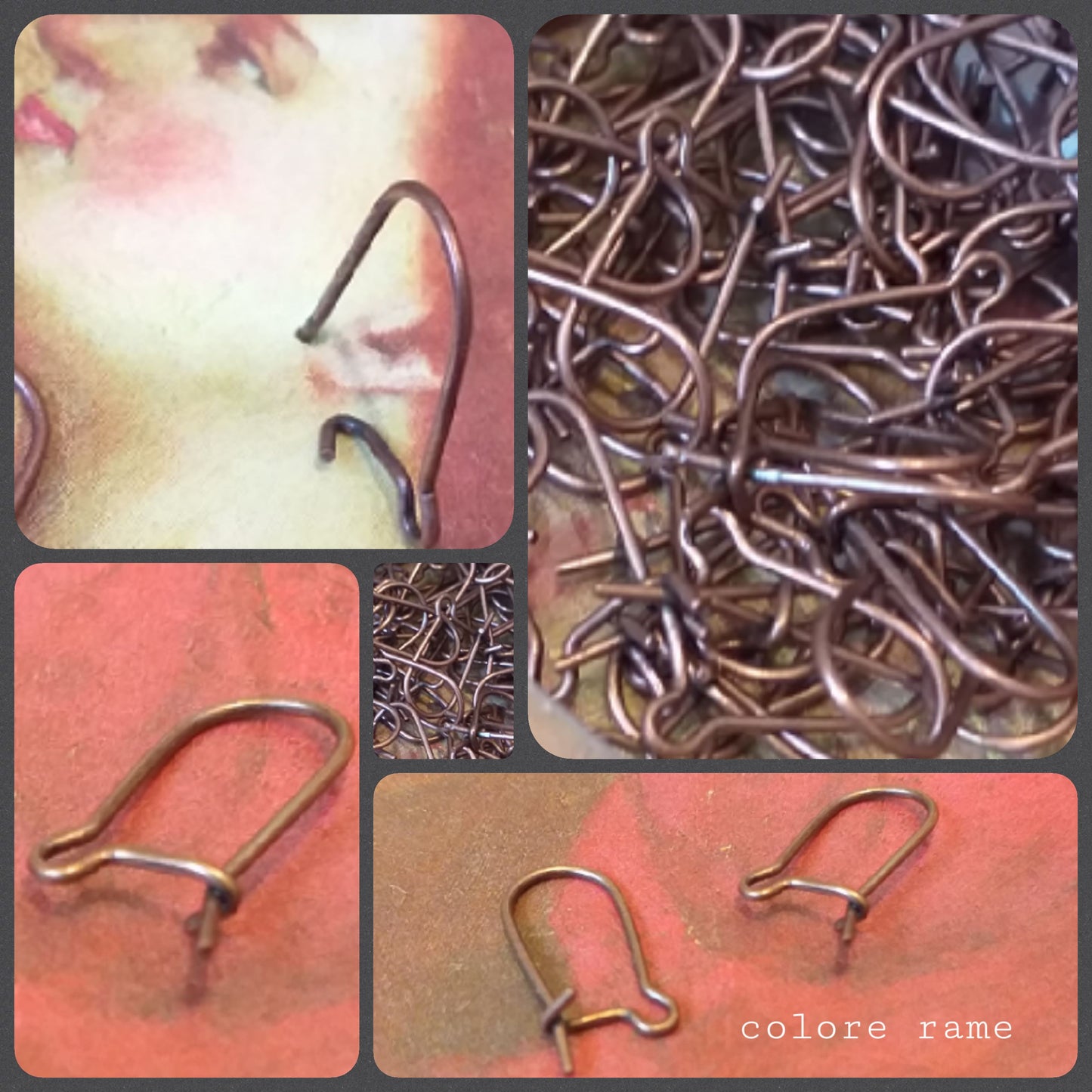 metallo rame negozio monachelle con chiusura gancetti orecchini fai da te perline uso creare gioielli bijoux di bigiotteria handmade artigianale uncinetto