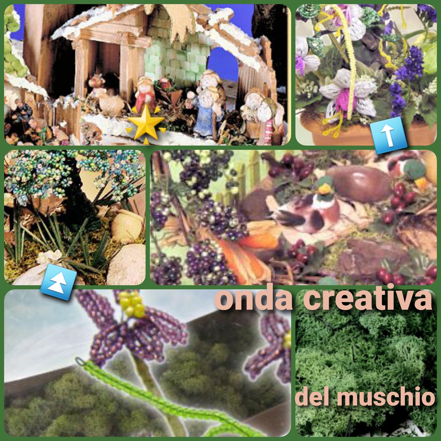 Onda creativa muschio sintetico artificiale stabilizzato per composizioni floreali decorazioni Natale presepe con piante fiori artificiali