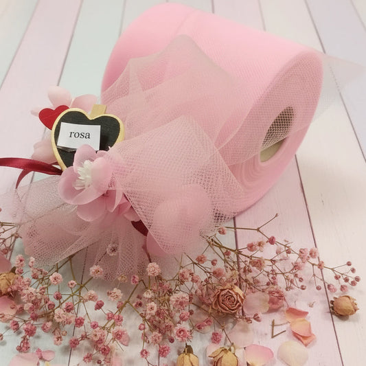rosa colore nastro velo tessuto tulle rotolo metro per bomboniere cucito creativo hobby decorazioni pasquali fioristi pasticceria confezionamento packaging fiocco nascita bambina