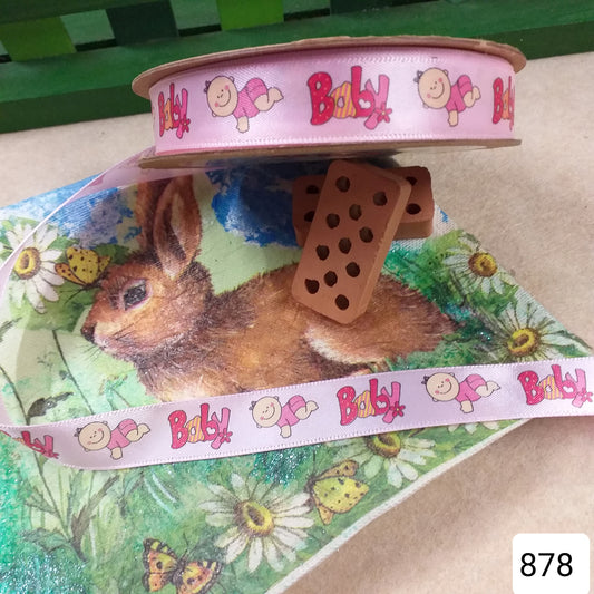 neonato e baby in rosa nastro raso stampato bimba neonata ad uso packaging confezione regalo fiocco nascita babyshower bomboniere battesimo