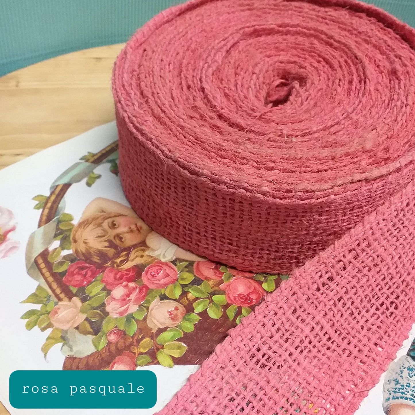 rosa nastro juta fai da te confezioni pasqua fiori bomboniere alberi natale tela sacco colorato per Battesimo nascita bimba