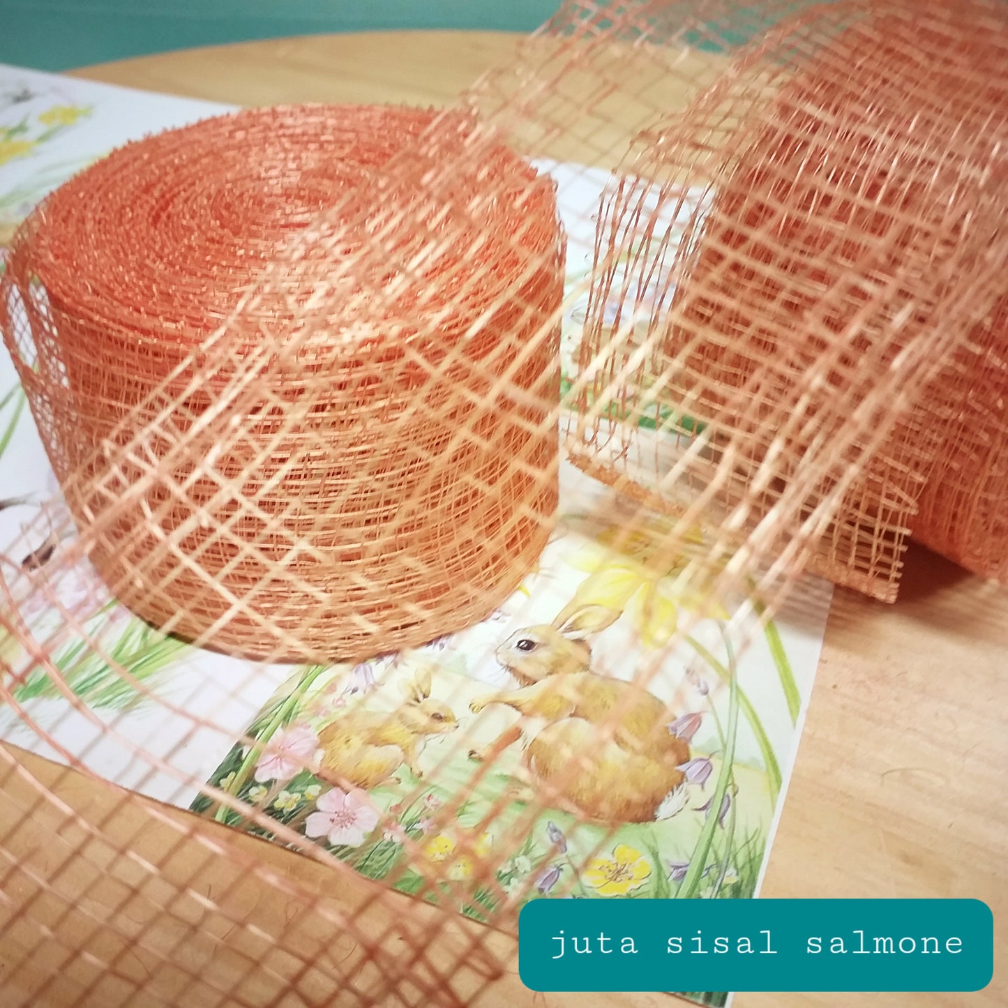 nastro juta di sisal salmone per bomboniere e fiocchi coccarde alberi natale colorati fai da te confezioni pasquali con coniglietti pulcini fiori