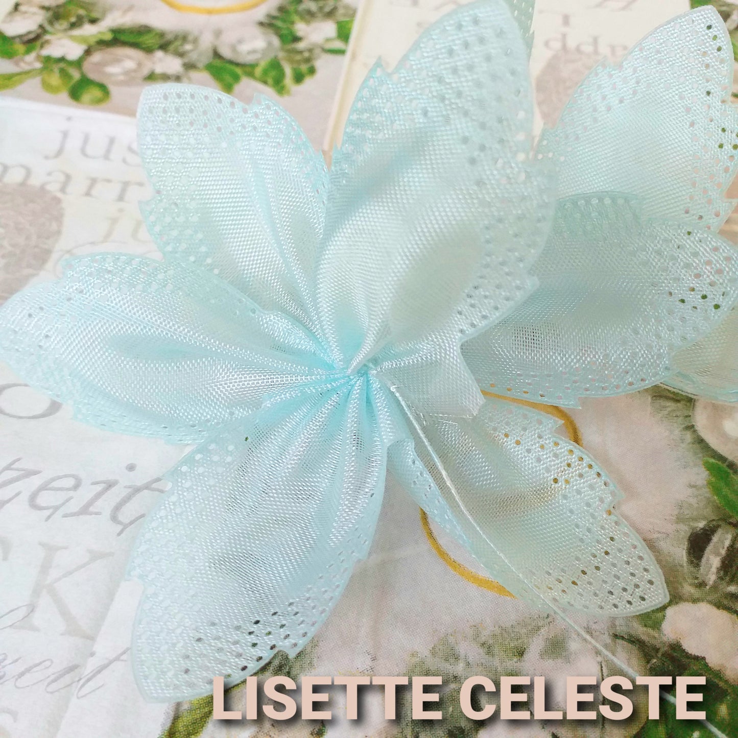 lisette celeste nastro portaconfetti con tirante di tulle in organza per petali foglie fiori coccarda fai da te segnaposto bomboniere