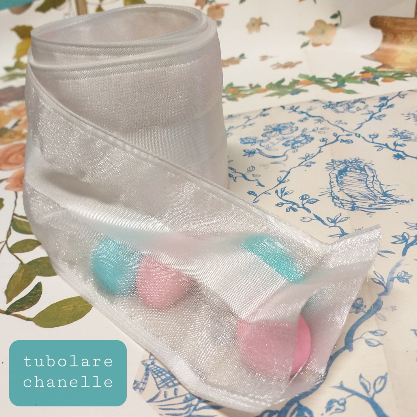 chanelle tubico nastro tubolare portaconfetti bianco uso creare bomboniere fai da te confezioni lavanda fiori secchi packaging pasticceria