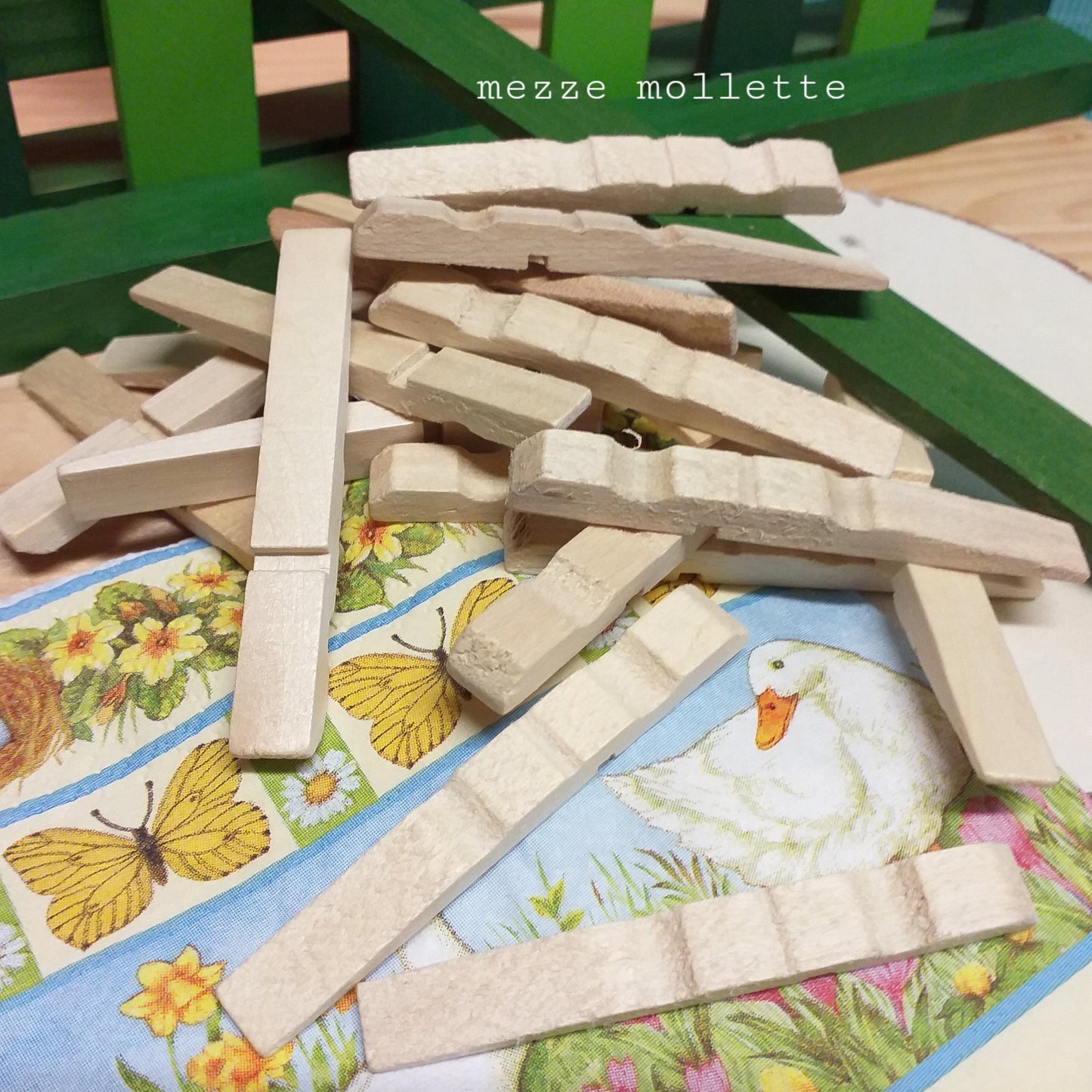 mezze mollette legno clips didattiche larghe da decorare incollare colorare uso per lavoretti creativi decorazioni attività di bambini