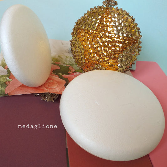 Oggetti polistirolo sagome decorare fai da te medaglioni styrofoam per tecnica spilli paillettes lustrini fommy gomma crepla creare girasoli bottone centrale addobbi natalizi