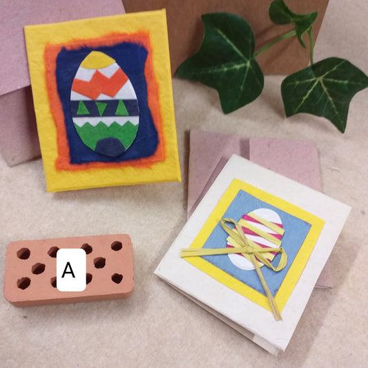offerta lotto A chiudipacco shop accessori packaging pasquale tema uova 2 bigliettini carta mano di riso gelso juta rafia bustina cartoncino paglia