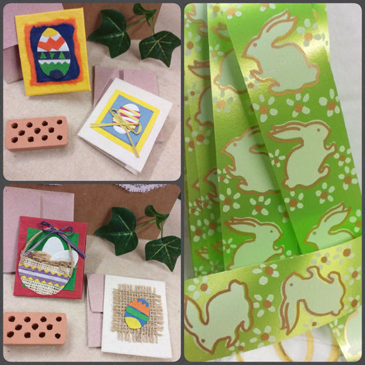 chiudipacco shop accessori packaging pasquale tema uova coniglietti fiori margherite bigliettini carta mano di riso gelso juta rafia bustina cartoncino paglia nastro verde coniglietti