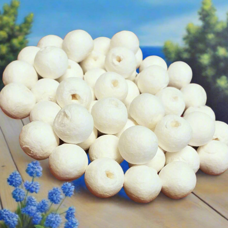 palline ovatta bianche piccole pressate con foro sfere cotone da dipingere rivestire disegnare uso lavoretti creativi natalizi biedermeier fai da te bambole angioletti