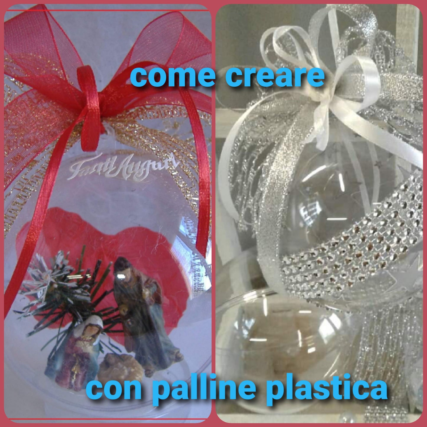 come creare con palline plastica trasparente apribili divisibili sfere aperte Natale da decorare riempire statuette Presepe