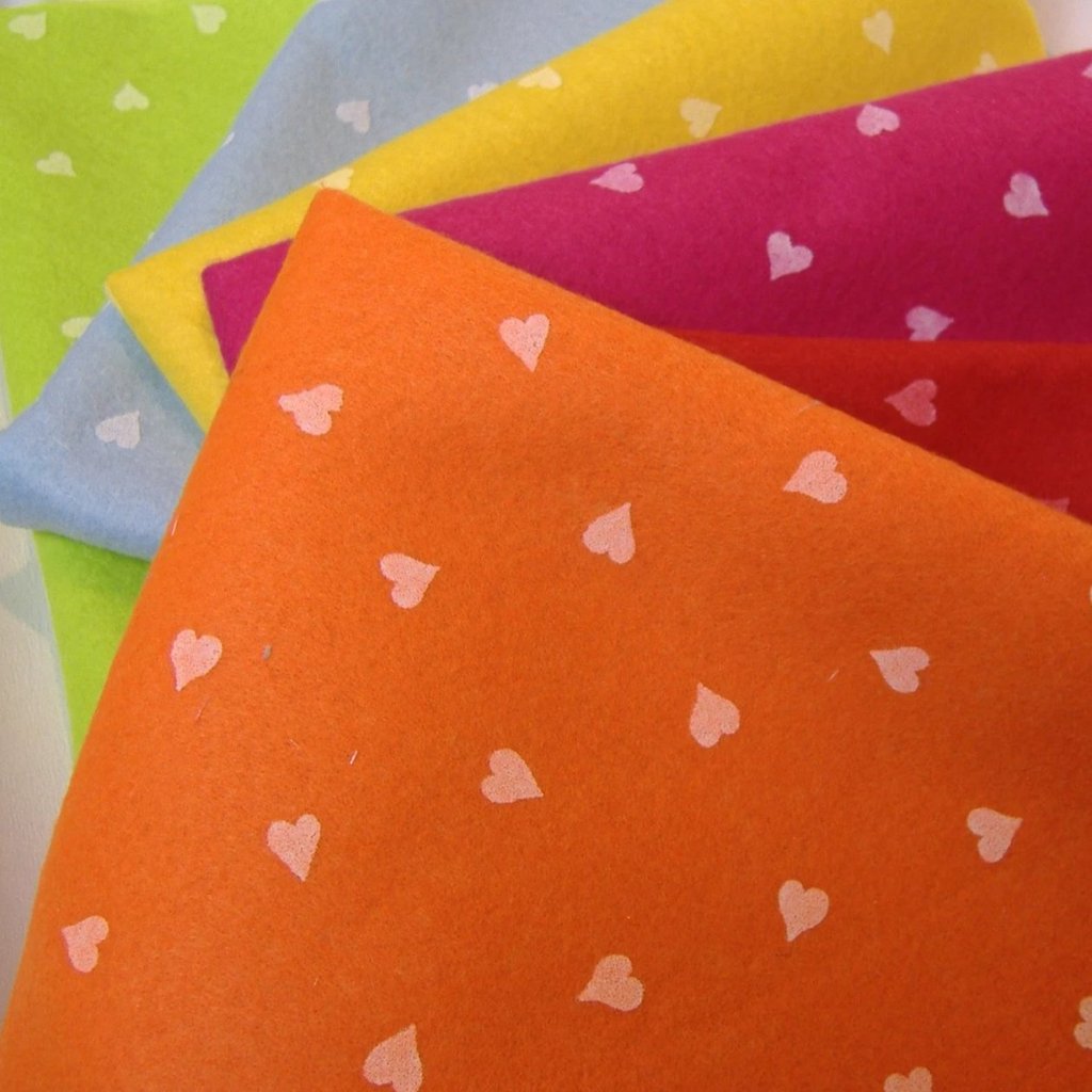 6 colori foglio fantasia cuori pannolenci stampato morbido di feltro 1 mm per creazioni lavoretti