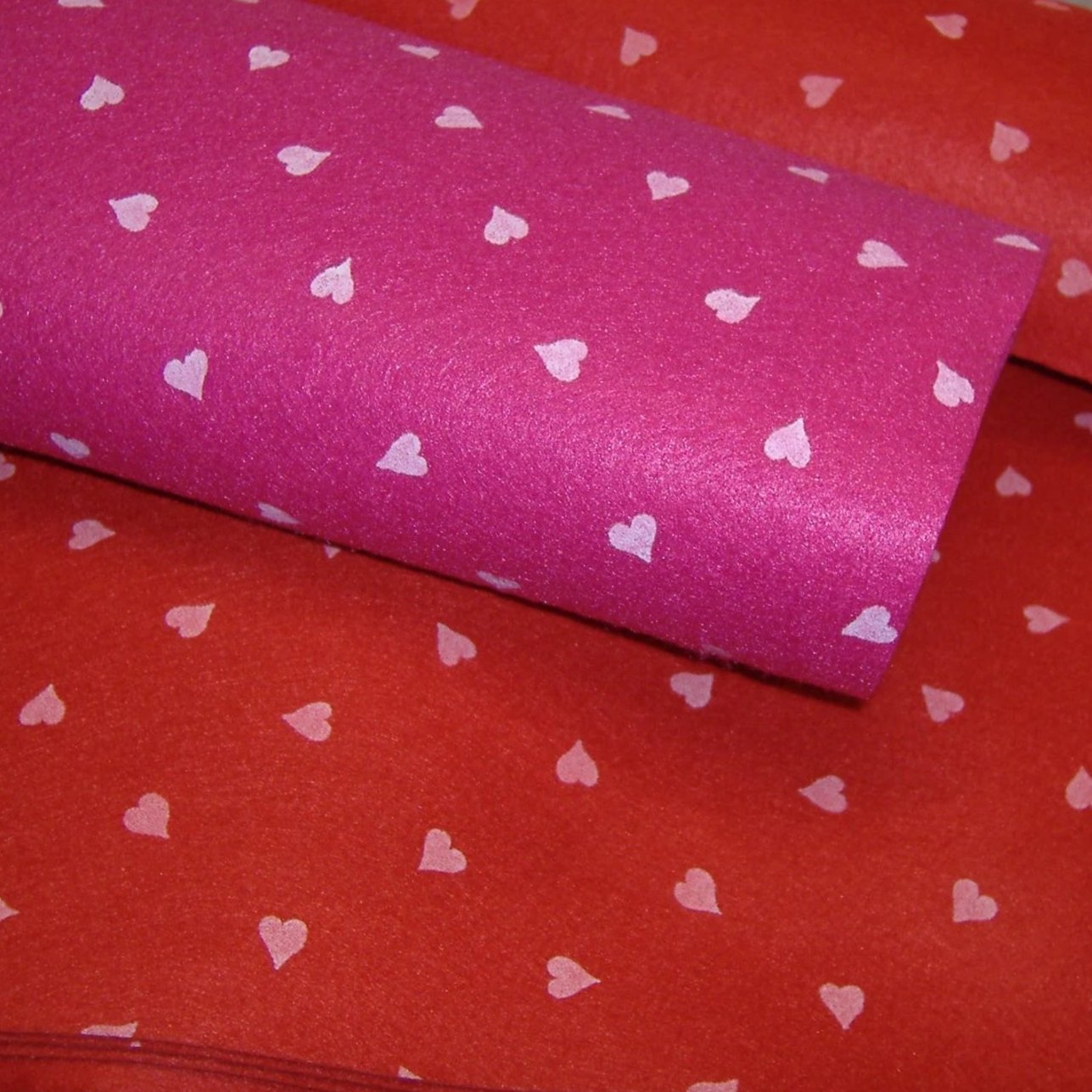 top quality 2 colori foglio fantasia cuori pannolenci stampato morbido feltro 1 mm per creazioni lavoretti