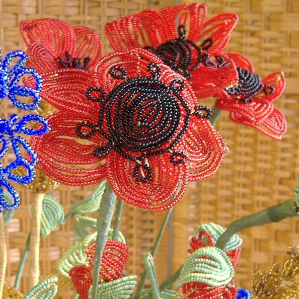 mazzo fiori di Venezia creazione con conteria perline vetro argento Stafil