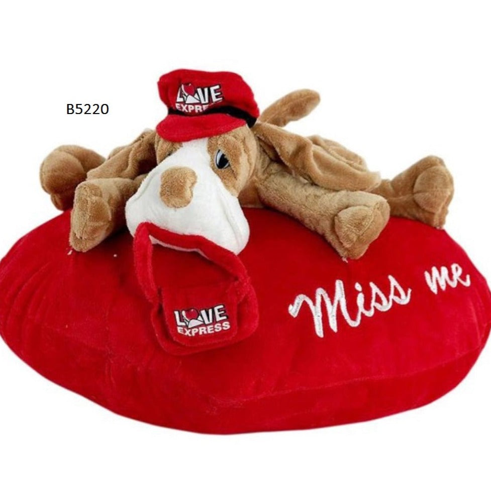 cagnolone love express miss me pupazzi peluche San Valentino 14 febbraio idee regalo lui lei pupazzetti su cuscino