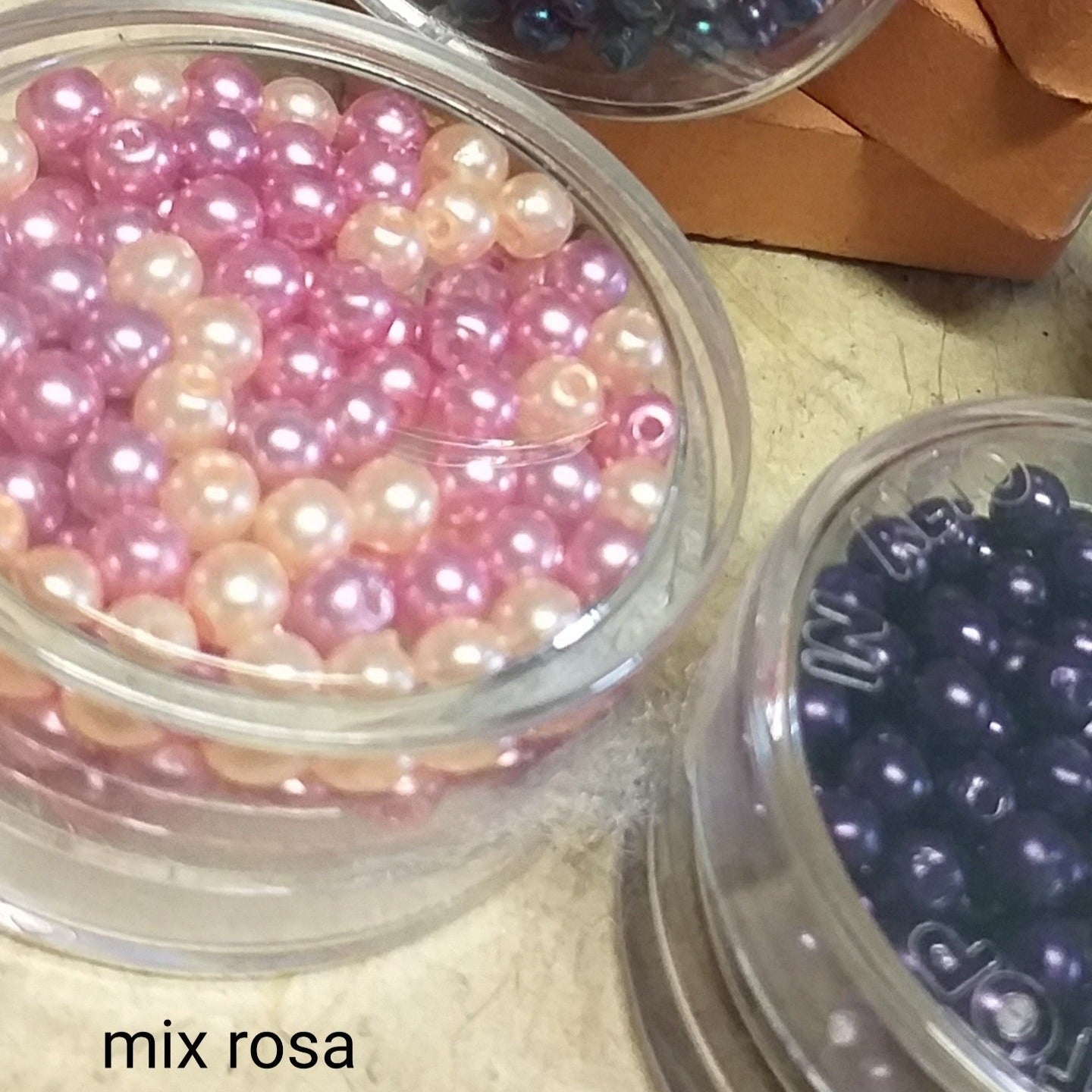 mix rosa violetta perline colorate cerate 2 colori hobby gioielli fai da te lavoretti bambini ricami vestiti rotonde sintetiche di acrilico in plastica uso per collane decorazioni pistilli fiori