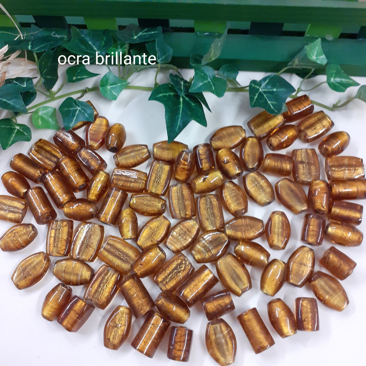 ocra perle brillanti di vetro per bracciale collana bigiotteria fai da te venezia vendita sfuse a mezzo chilo di peso