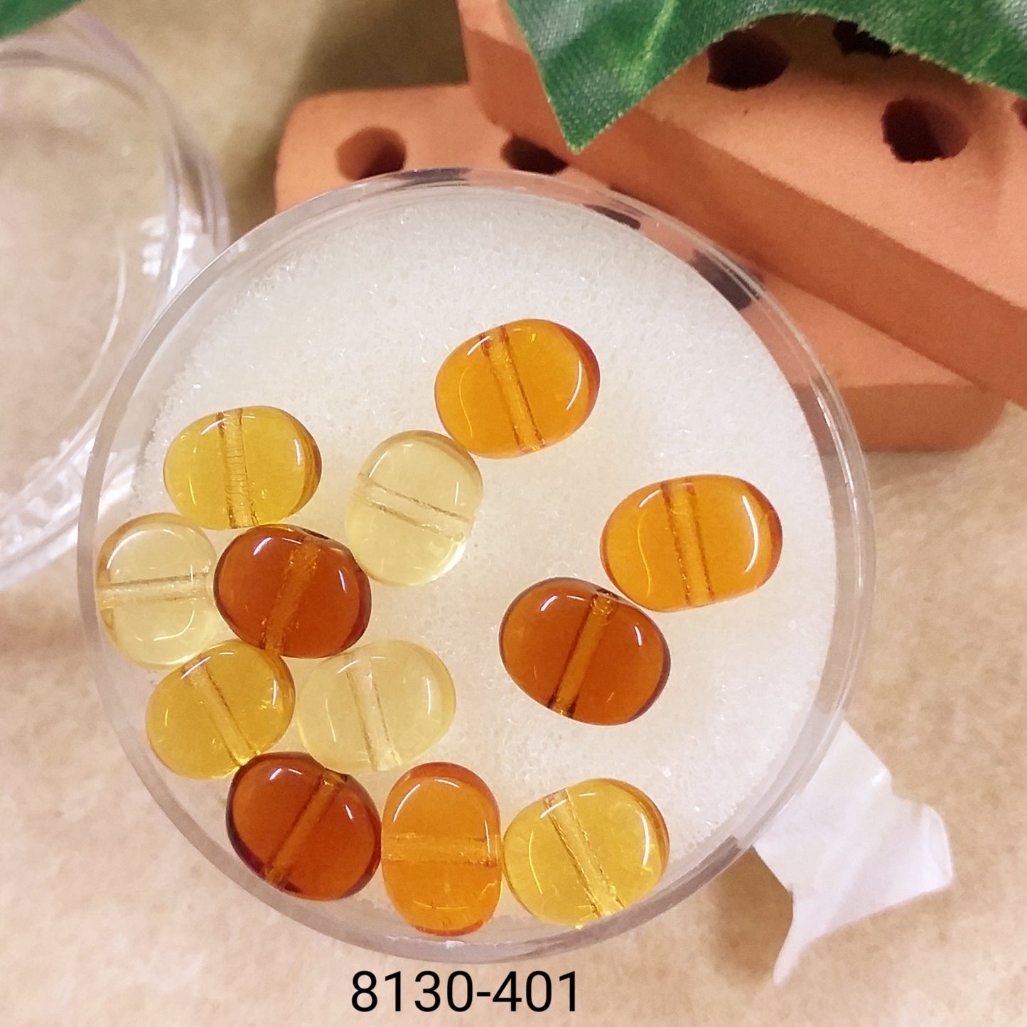 ambra topazio hobby perle vetro per orecchini bigiotteria forma medaglietta uso creare bijoux collage gioielli di perline