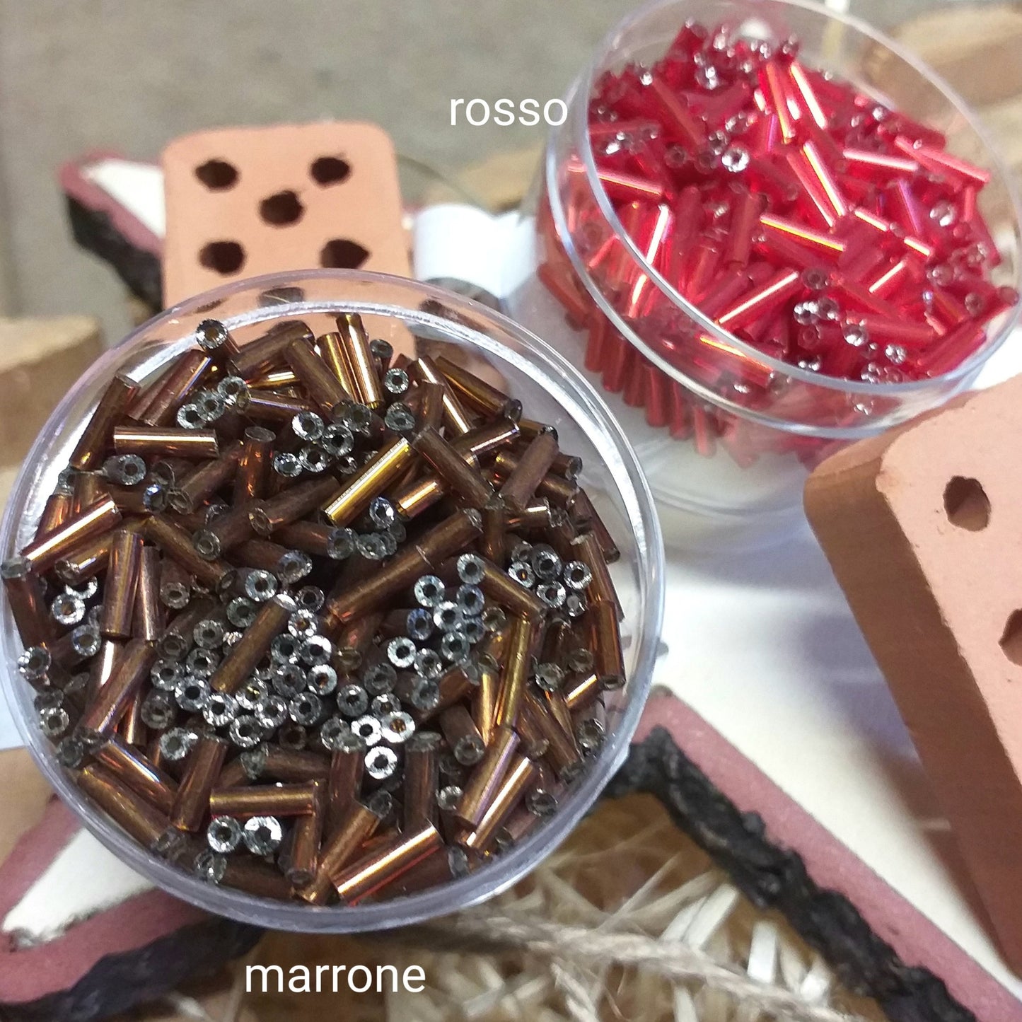 7 mm marrone rosso negozio bastoncini conteria rocailles mezze linee pivette tubicini baguettes perline perle da ricamo abbigliamento tubetti uso ricamare abiti costumi borse bigiotteria creare bijoux bigiotteria fai da te gioielli sandali