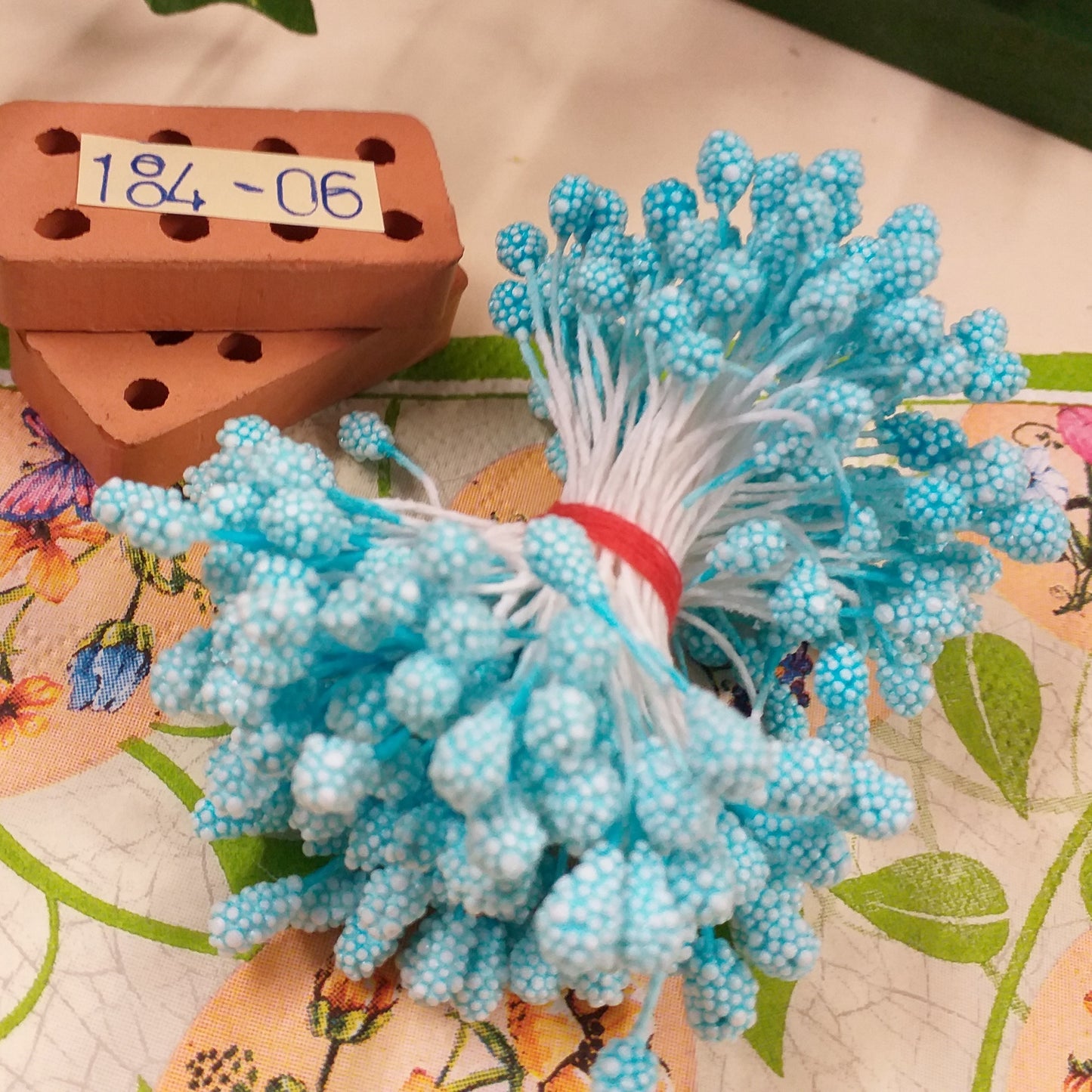 mazzolino palline tipo more mirtilli azzurro pistilli per composizioni fiori artificiali accessori stami finti fai da te hobby centrotavola decorazioni bomboniere fioristi pasquali