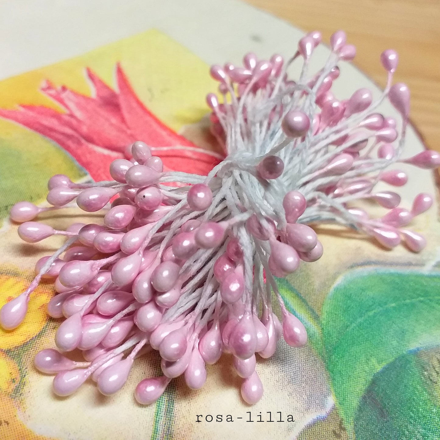 rosa-lilla pistilli per fiori artificiali finti di perle colorate accessori stami uso hobby fai da te bomboniere composizioni pasquali natalizie biedermeier