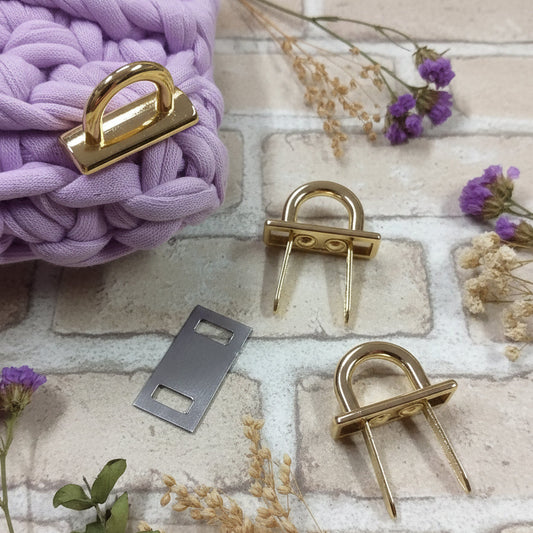 metallo colore oro dorato 20 x 15 mm accessori minuteria ponti 2 componenti per borse fai da te uncinetto attacchi ponticelli con alette pieghevoli per manici tracolla