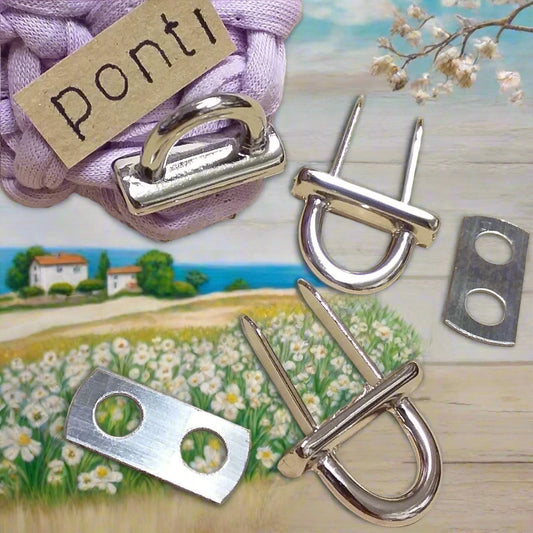 colore argento 20 x 15 mm accessori minuteria di ponti a 2 componenti per borse artigianali fai da te uncinetto attacchi ponticelli con alette pieghevoli per manici tracolla