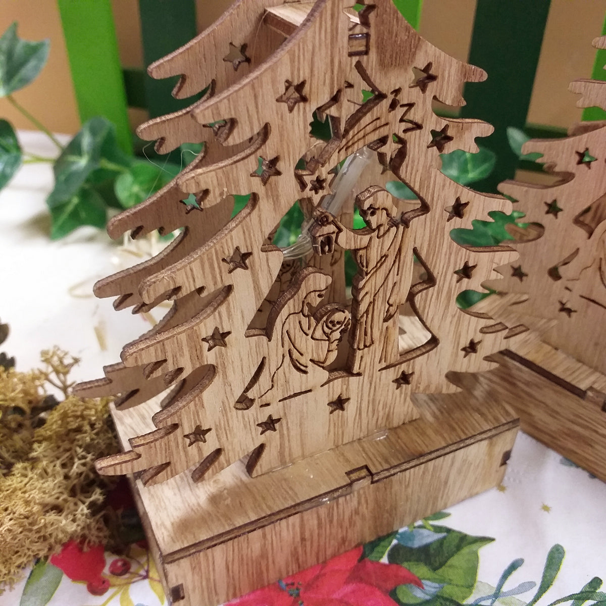 Natività Presepe legno stilizzato gruppo capanna albero Natale offerta –  hobbyshopbomboniere