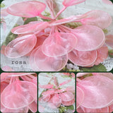 colore rosa racchette portaconfetti di tulle foglie petali gambo colorato per confezionamento fiori segnaposto battesimo nascita bomboniere scatole bambina