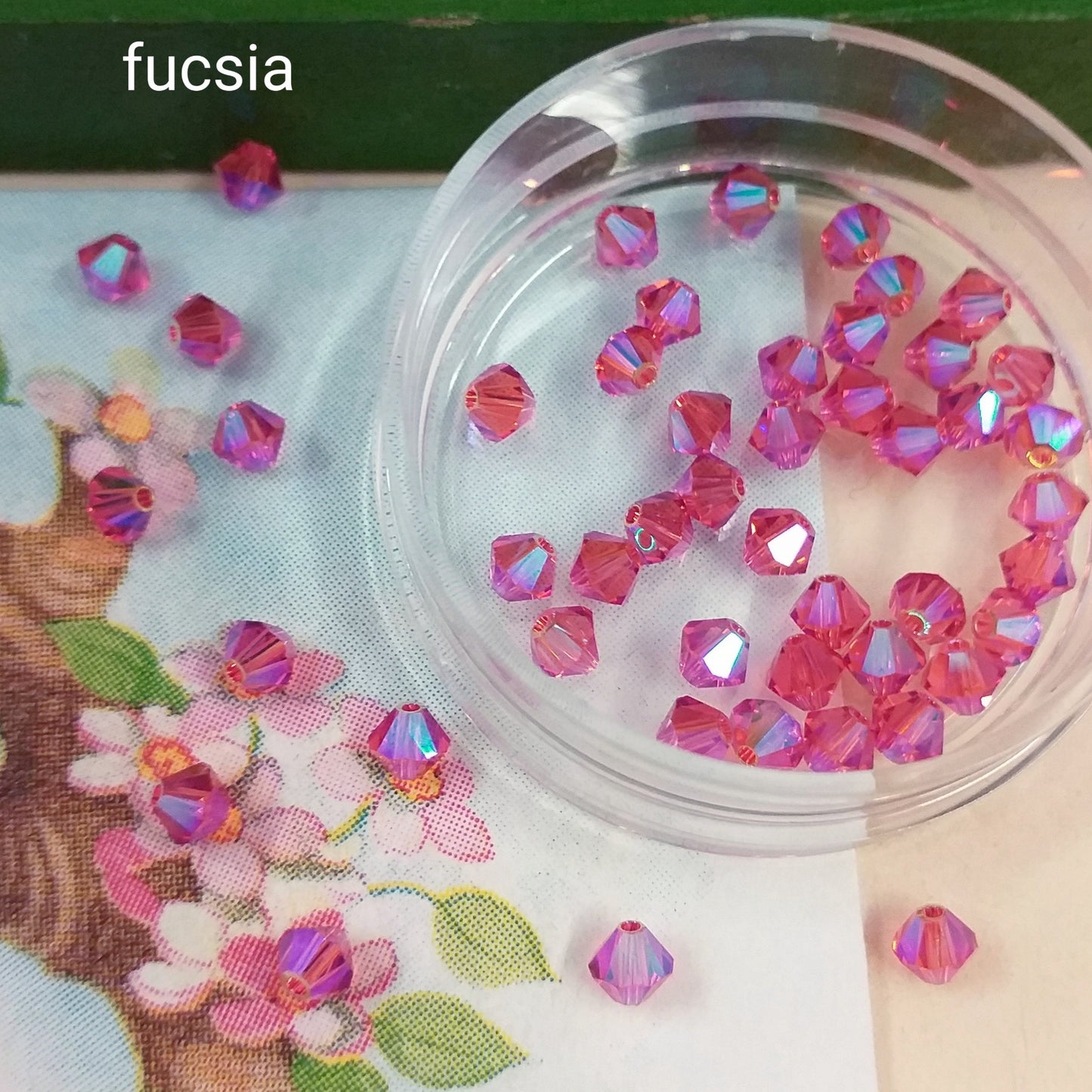 fucsia bicono Swarovski cristalli perline rombi piccoli 4 mm rombetti per bigiotteria bijoux lavorazione gioielli artigianali orecchini anelli