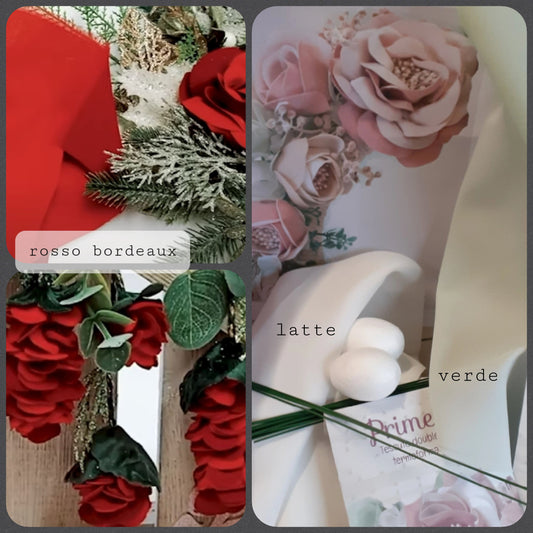 rosso Natale verde latte tessuto kit Primette Renkalik termoformabile per fiori rose con ovetti polistirolo steli gambi ferro creare fiorellini uso lavoretti creativi con stampi fommy gomma crepla