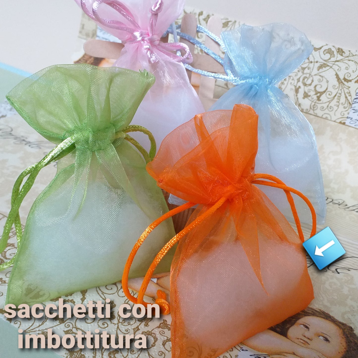 sacchetti organza per confezioni regalo portariso sposi confetti bomboniere con imbottitura alimentare