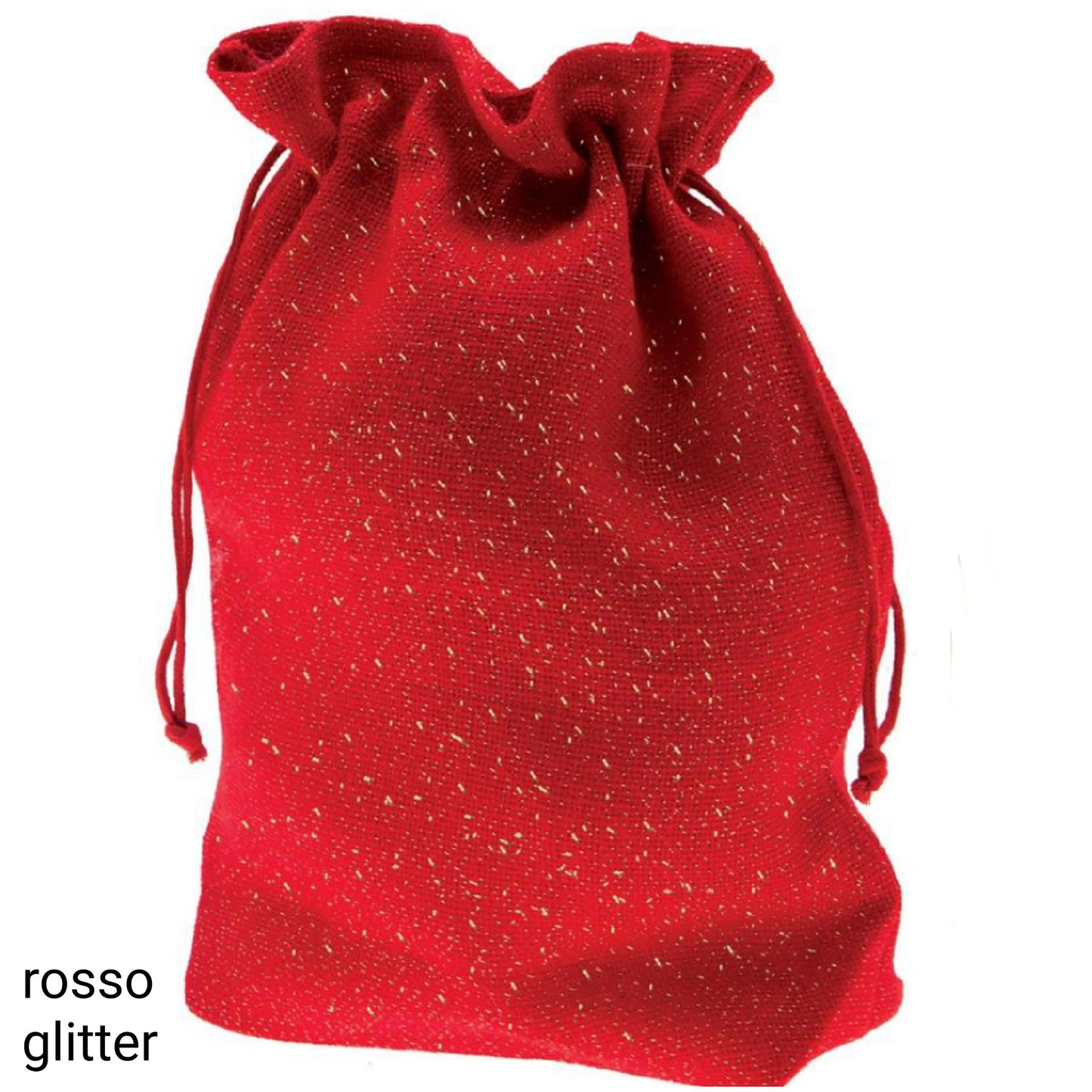 sacco juta rosso glitter uso fai da te hobbistica stelle di Natale per decorare porta-panettone confezione regalo vetrinistica packaging albero