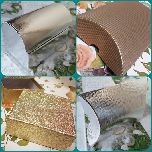 scatoline fai da te bomboniere anniversario matrimonio nozze d'oro d'argento scatole 25 e 50 anni uso per decorazioni confettata