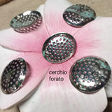 setaccio basi per ciondoli bigiotteria bijoux minuterie metalliche argento cerchio forato bottone supporto tecnica riccio perline perle collana