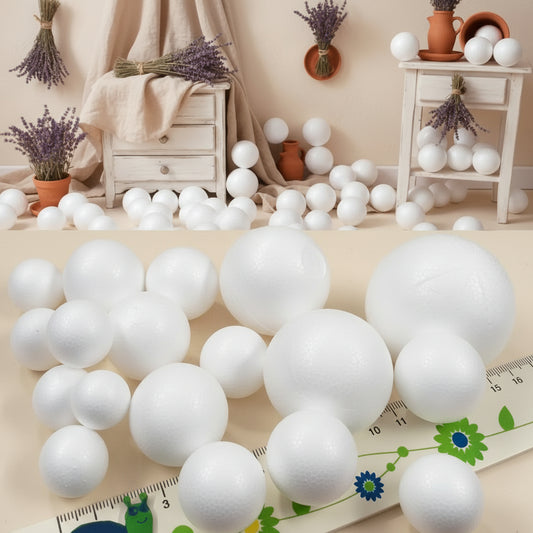 palle polistirolo piccole sfere palline da 2 a 5 cm styrofoam ball uso per decorazioni natalizie centrotavola composizioni fiori vetrinistica addobbi albero Natale