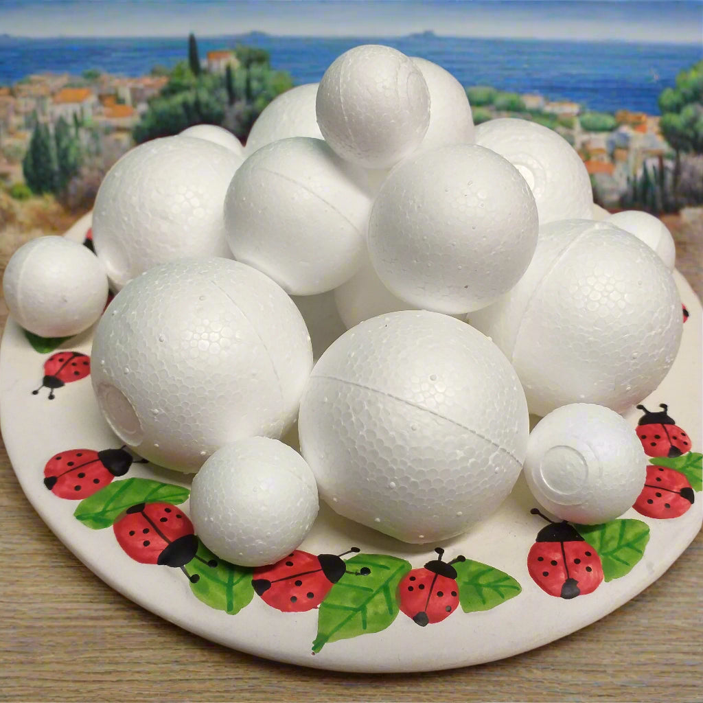 sfere polistirolo palline da decorare con fommy gomma crepla pannolenci per hobbistica lavoretti creativi albero Natale fai da te bambole