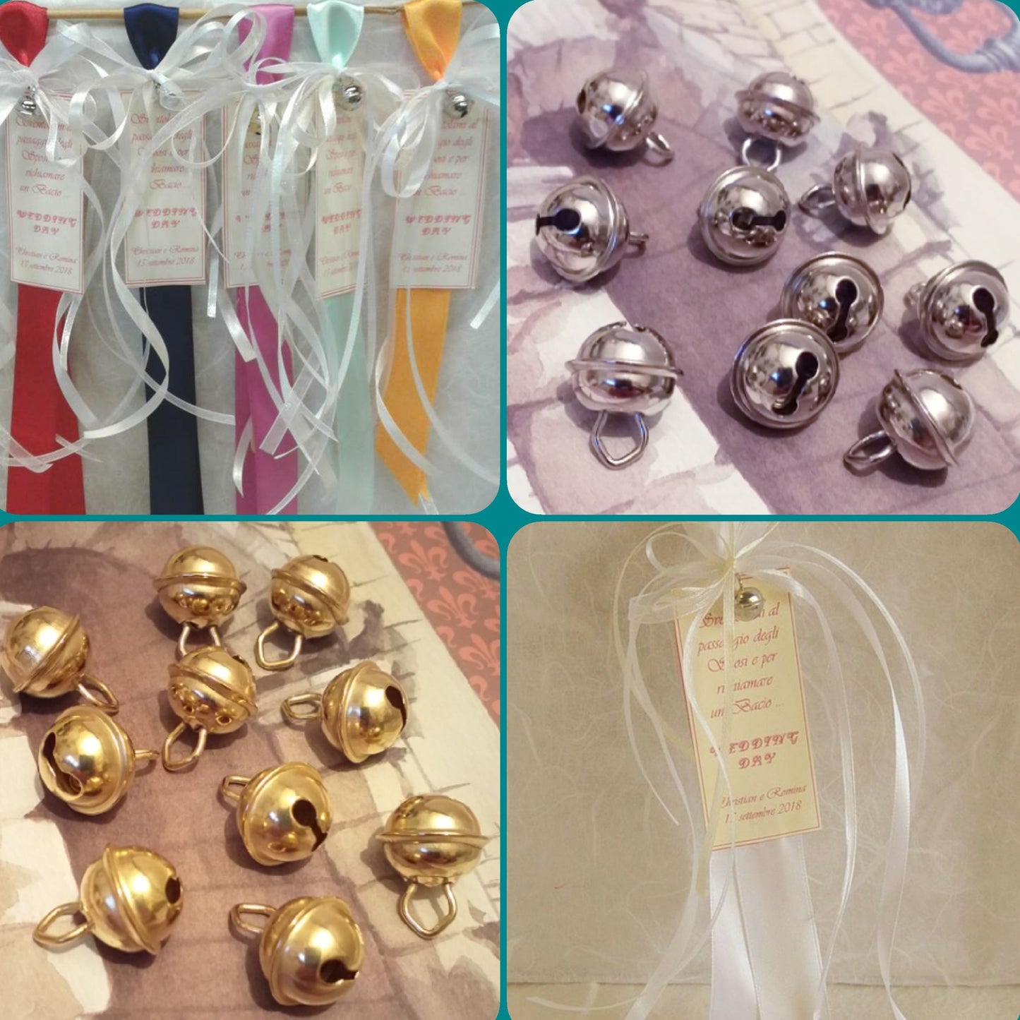 sonagli campanellini metallo tintinnanti per addobbi decorazioni tirabaci chiama angeli matrimonio come creare colore oro argento