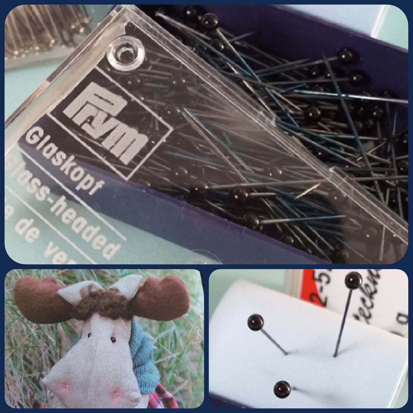 prym spilli decorativi con perle nere accessori patchwork cucito creativo fai da te bambole pupazzi polistirolo paillettes