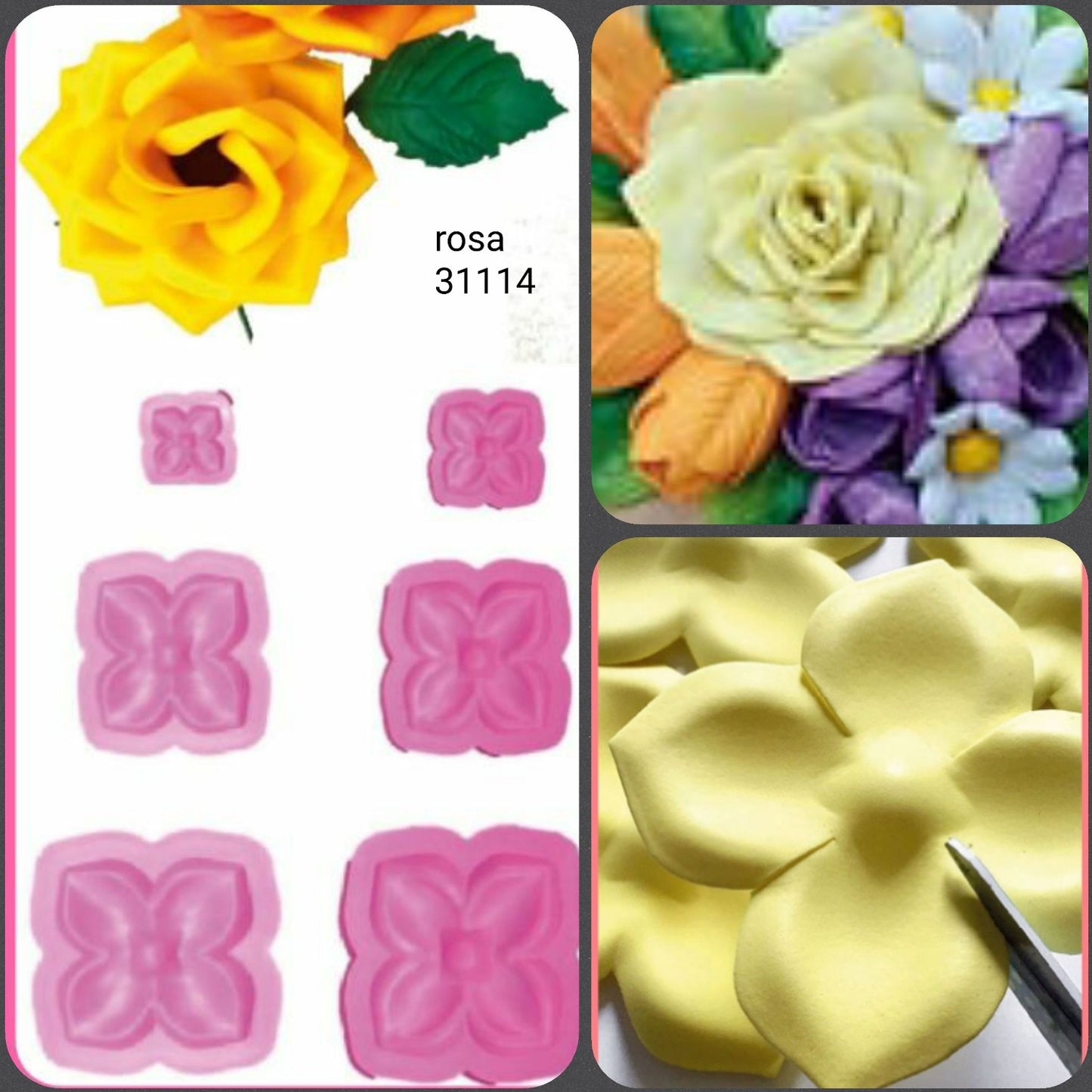 Stampi per fiori di rosa in carta eva moosgummi gomma crepla composizioni floreali decorazioni creazione con fommy modellabile fai da te Pasqua composizioni fioristi Natale