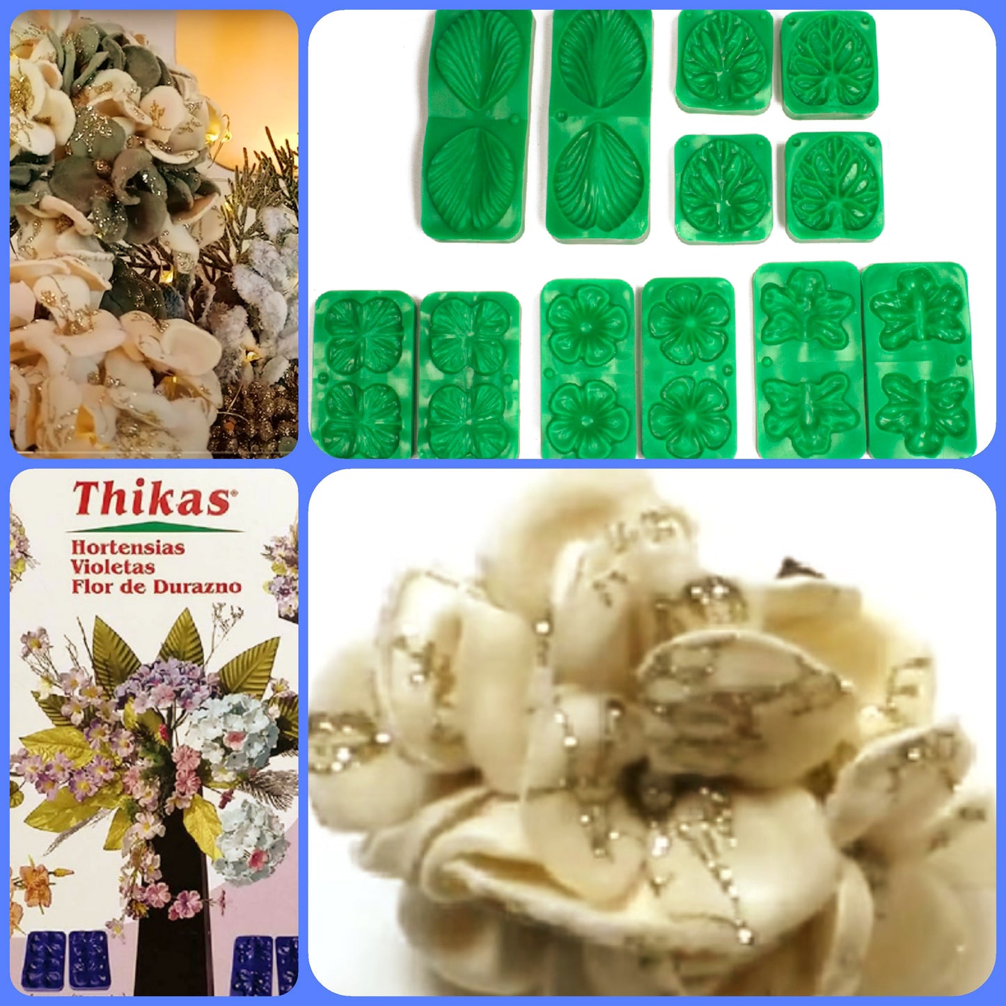 stampi fommy gomma crepla ortensia violetta fiori di pesco Thikas Renkalik per velluto primette idee creare Natale glitter brillantini
