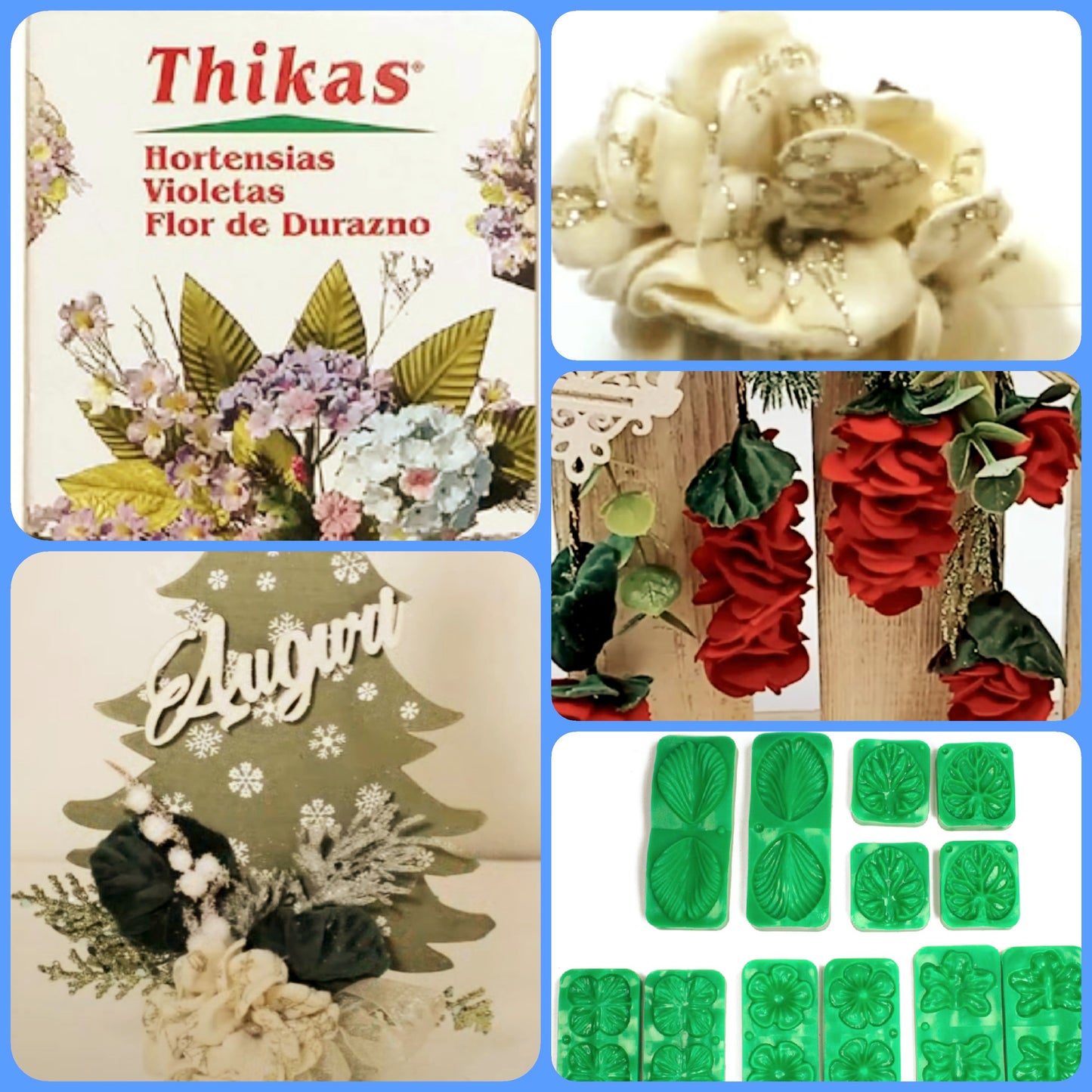 stampi fommy gomma crepla ortensia violetta fiori di pesco Thikas Renkalik per velluto primette idea glicine Natale albero auguri con glitter brillantini